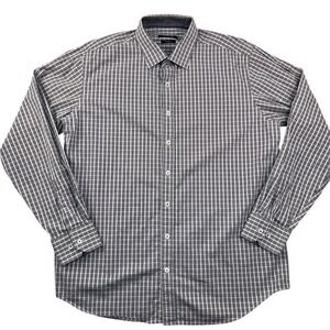 BUGATCHI Classic Fit Plaid Dress Shirt Mens Long Sleeve Button‎ Up Size Large